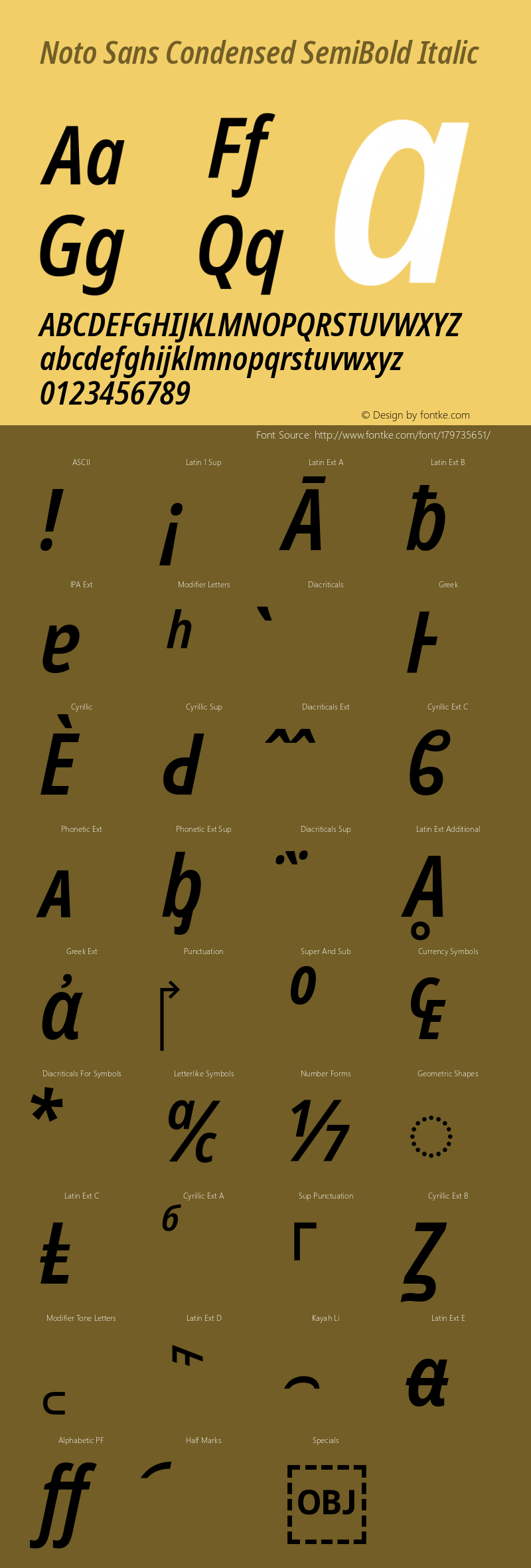 Noto Sans Condensed SemiBold Italic Version 2.003图片样张