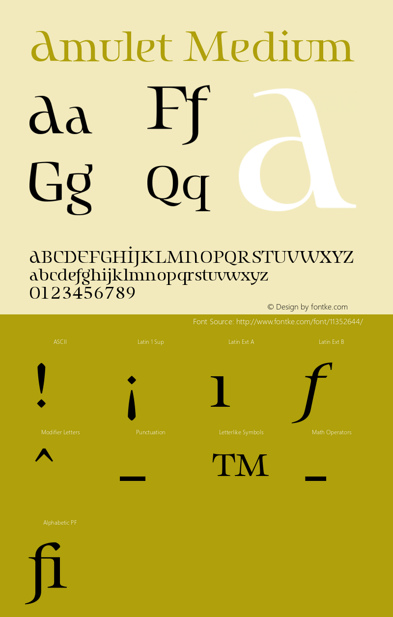 Amulet Medium Version 001.000 Font Sample