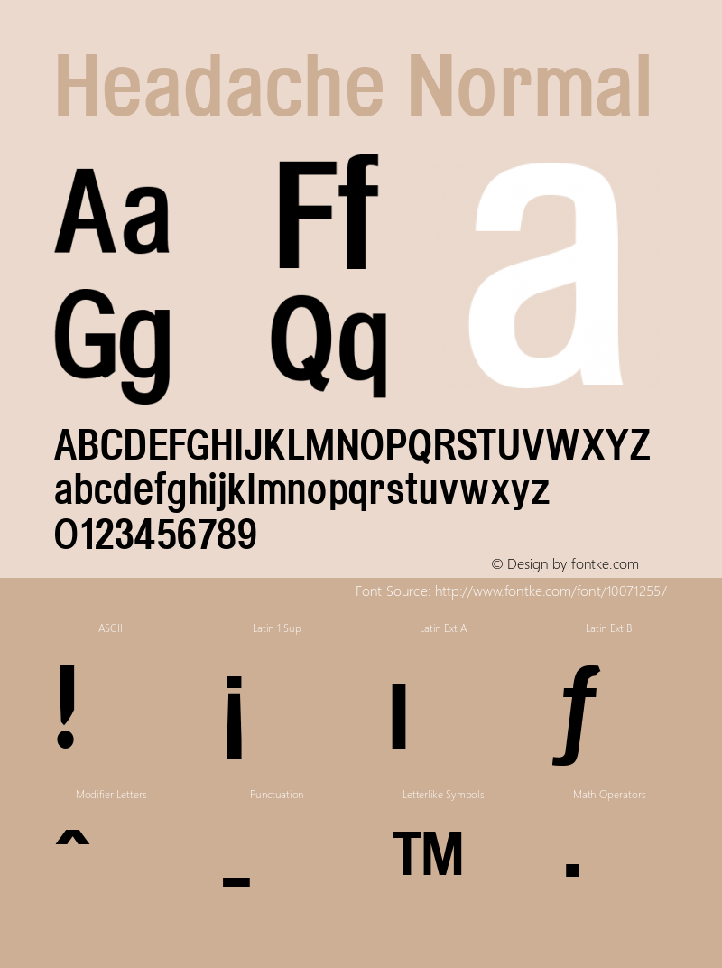 Headache Normal Macromedia Fontographer 4.1 1997-12-02 Font Sample