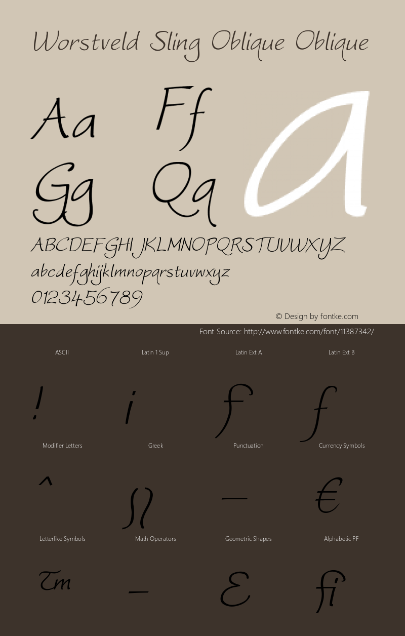 Worstveld Sling Oblique Oblique Version 001.005 Font Sample