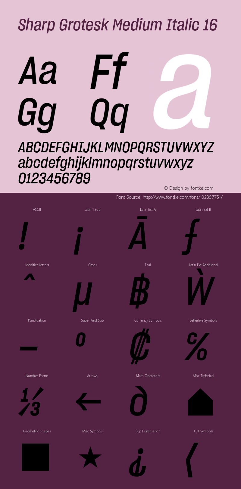 Sharp Grotesk Medium Italic 16 Version 1.003 Font Sample