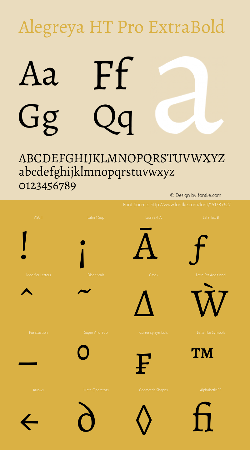 Alegreya HT Pro ExtraBold Version 1.200 Font Sample