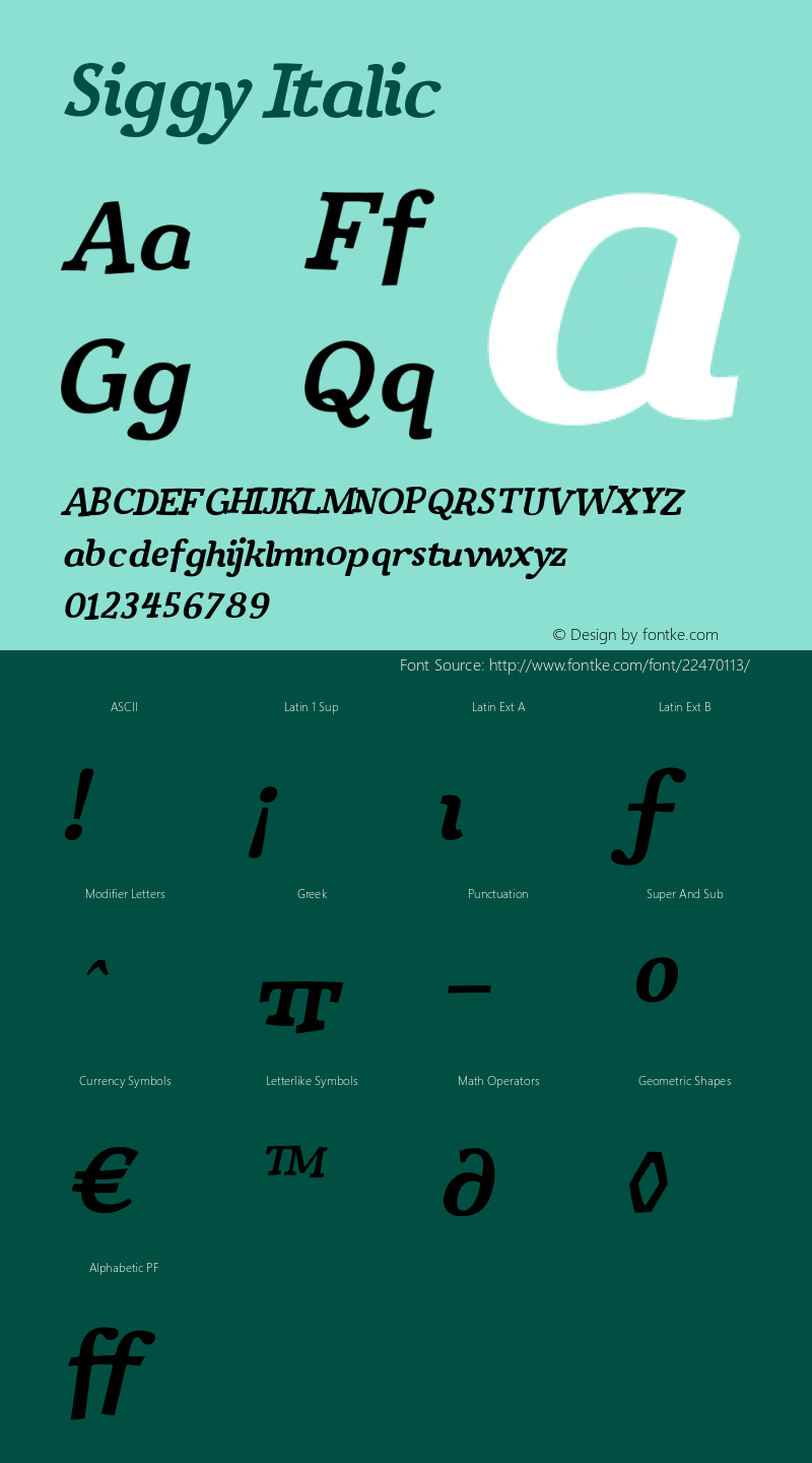 Siggy-Italic Version 001.001 Font Sample