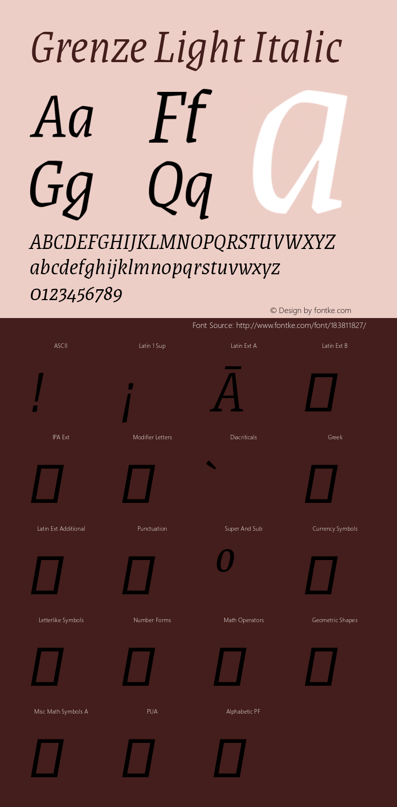 Grenze Light Italic Version 1.002; ttfautohint (v1.8)图片样张