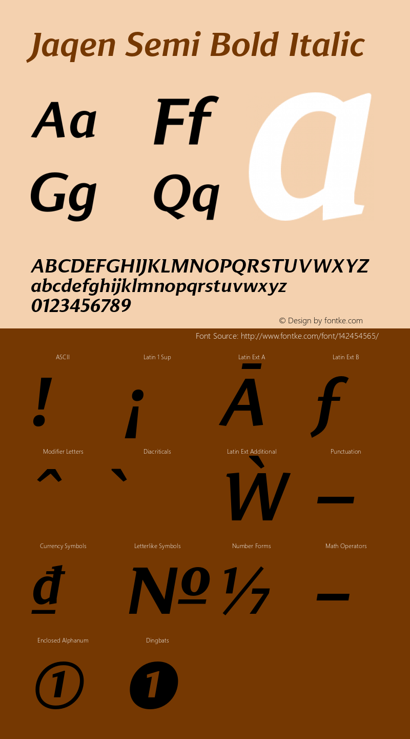 Jaqen Semi Bold Italic Version 001.001 June 2020 Font Sample