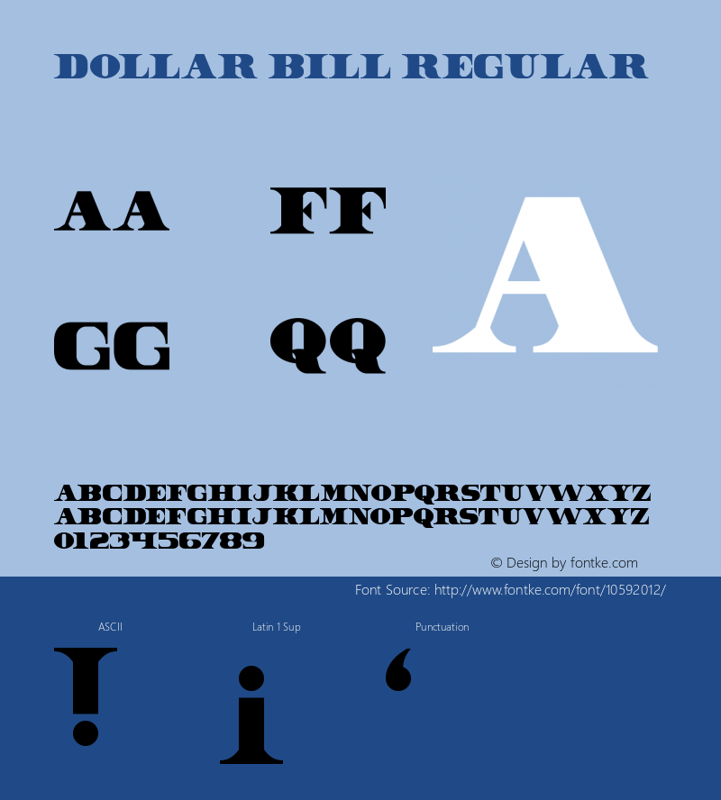 Dollar Bill Regular Unknown Font Sample