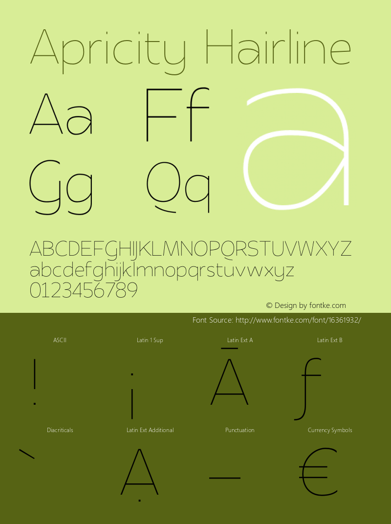 Apricity Hairline Version 001.000 Font Sample