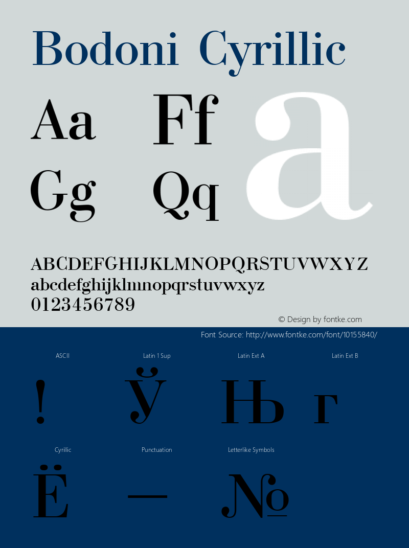 Bodoni Cyrillic 001.000 Font Sample