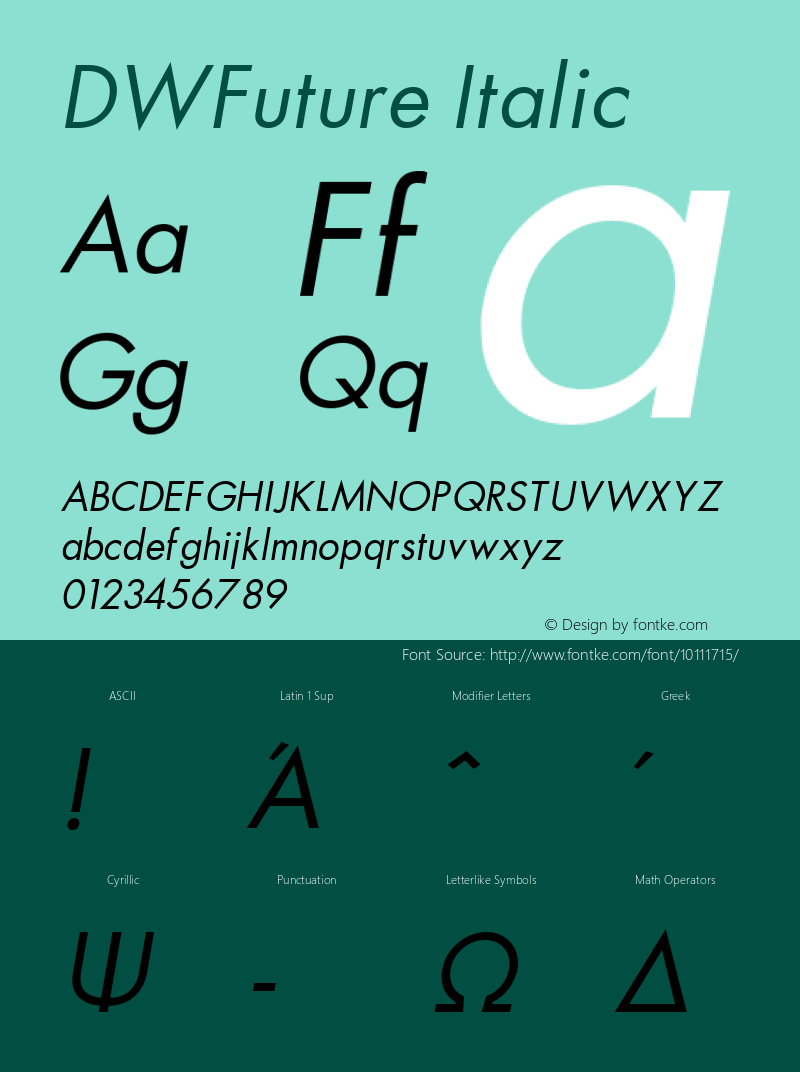 DWFuture Italic 10/24/2002 Font Sample