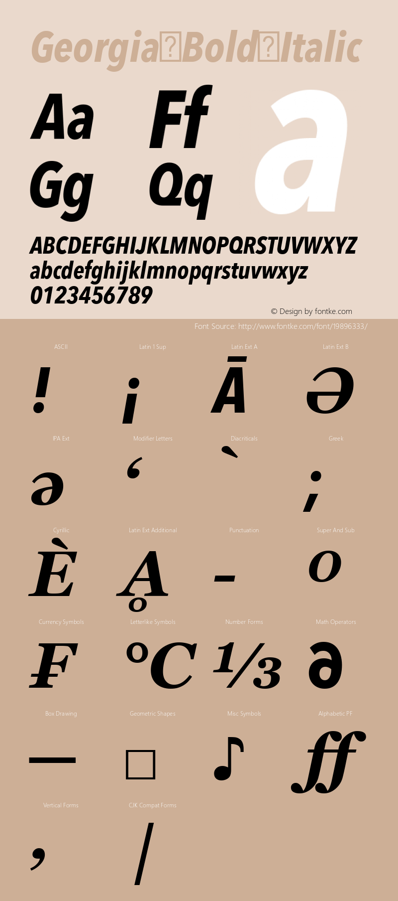 Georgia Bold Italic Version 5.00x-4 Font Sample