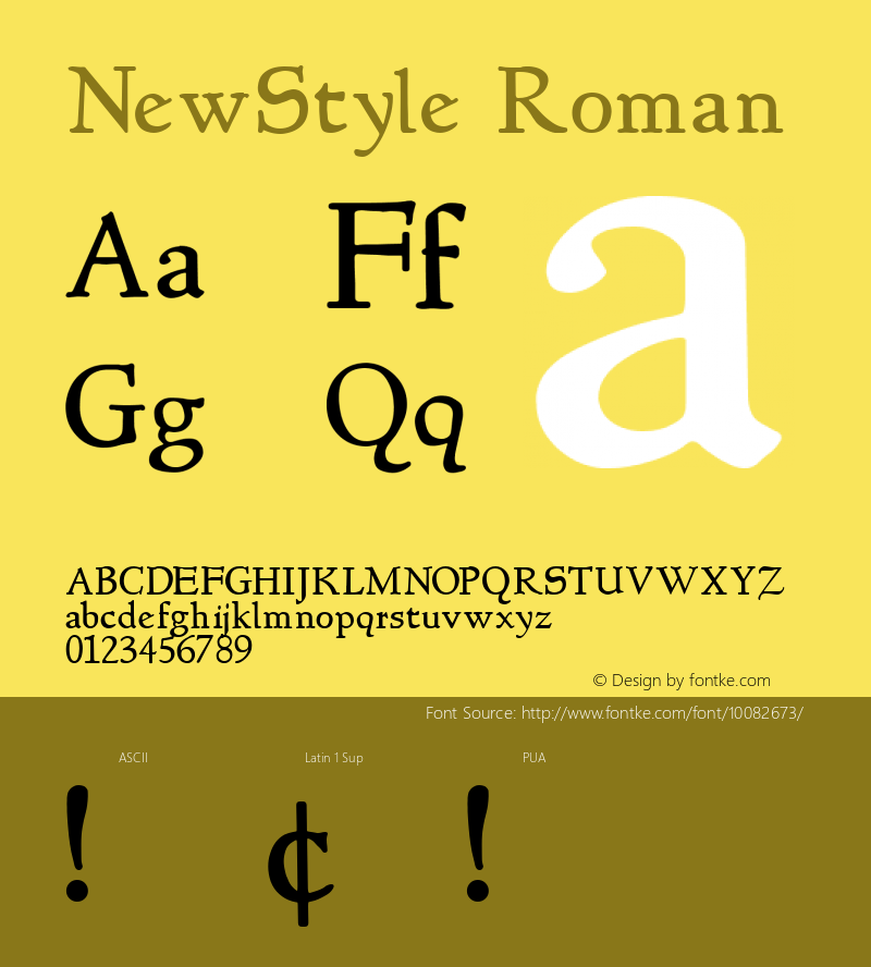 NewStyle Roman Version 1.00 Font Sample