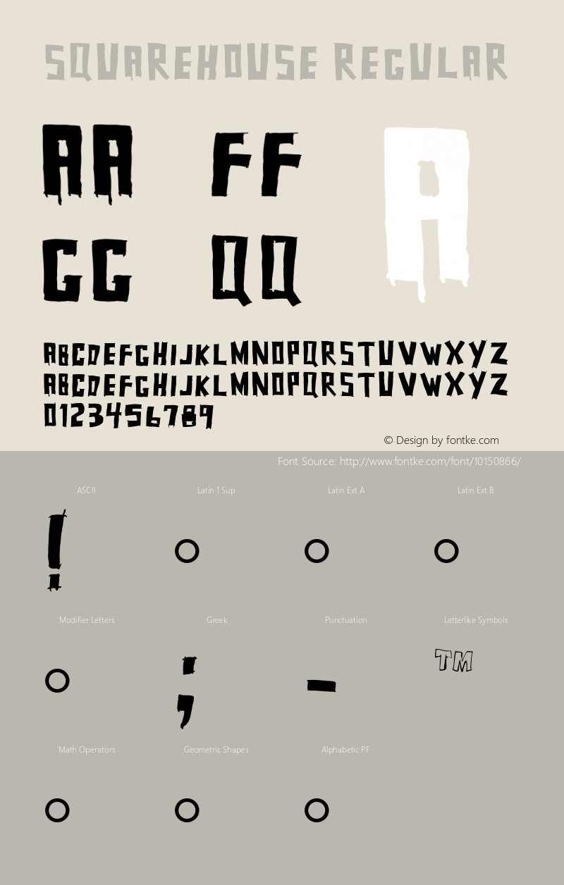 Squarehouse Regular Version 001.000 Font Sample