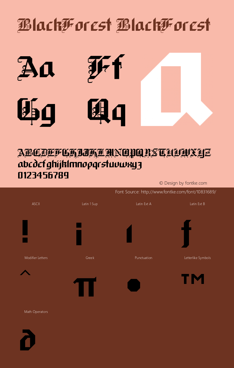 BlackForest BlackForest Version 001.001 Font Sample