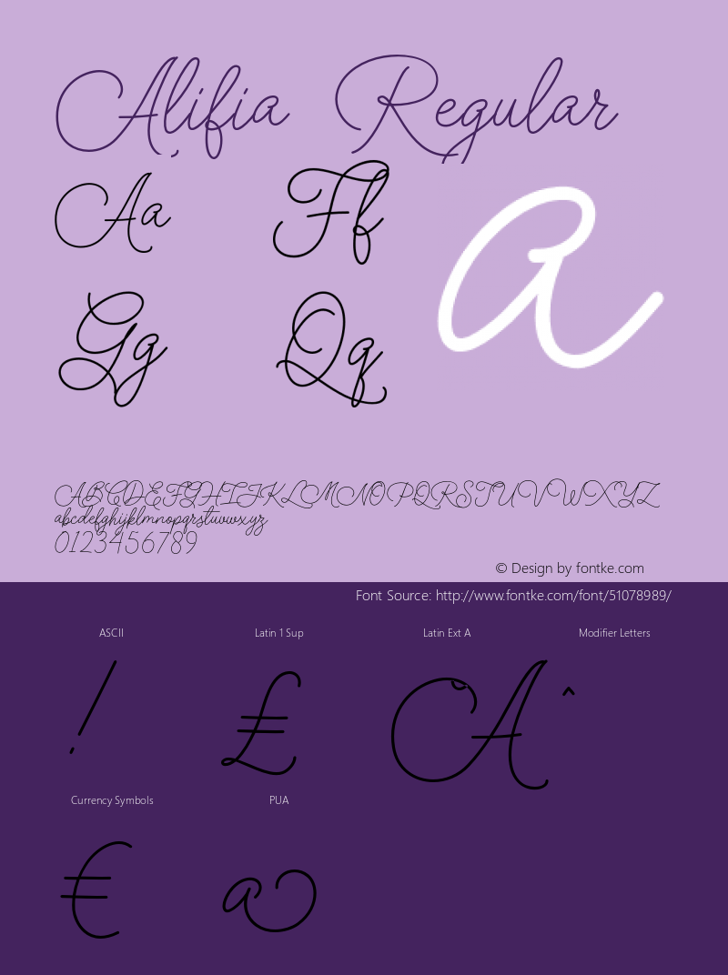 Alifia 1.000 Font Sample