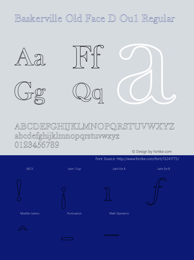 Baskerville Old Face D Ou1 Regular Version 001.005 Font Sample