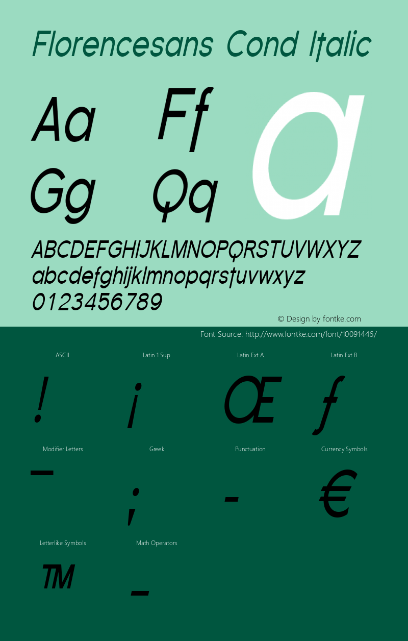 Florencesans Cond Italic 1.0 Font Sample