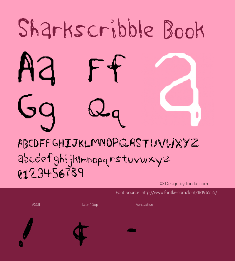 Sharkscribble Book Version 2.9 9/11/10 Font Sample