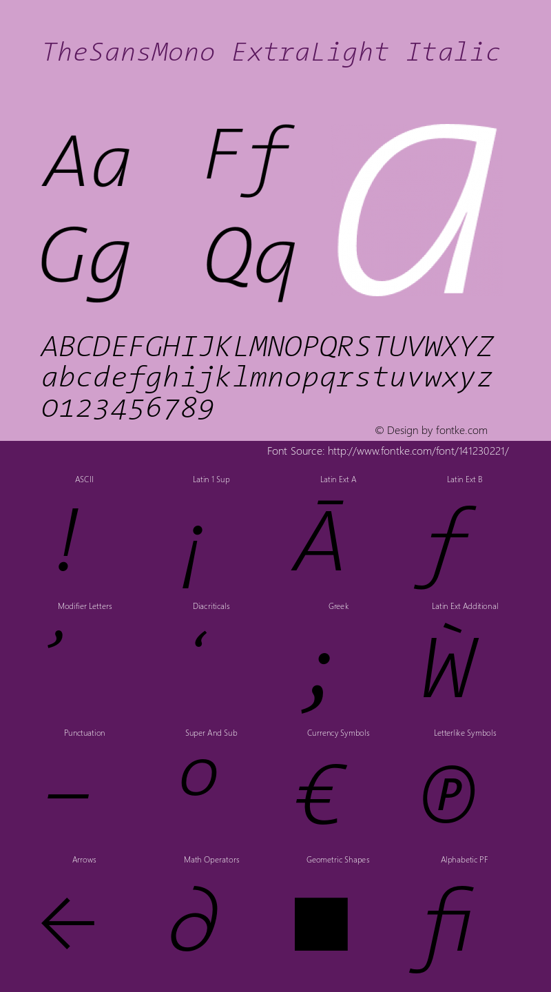 TheSansMono-ExtraLightItalic Version 3.011 | w-rip DC20190625 Font Sample