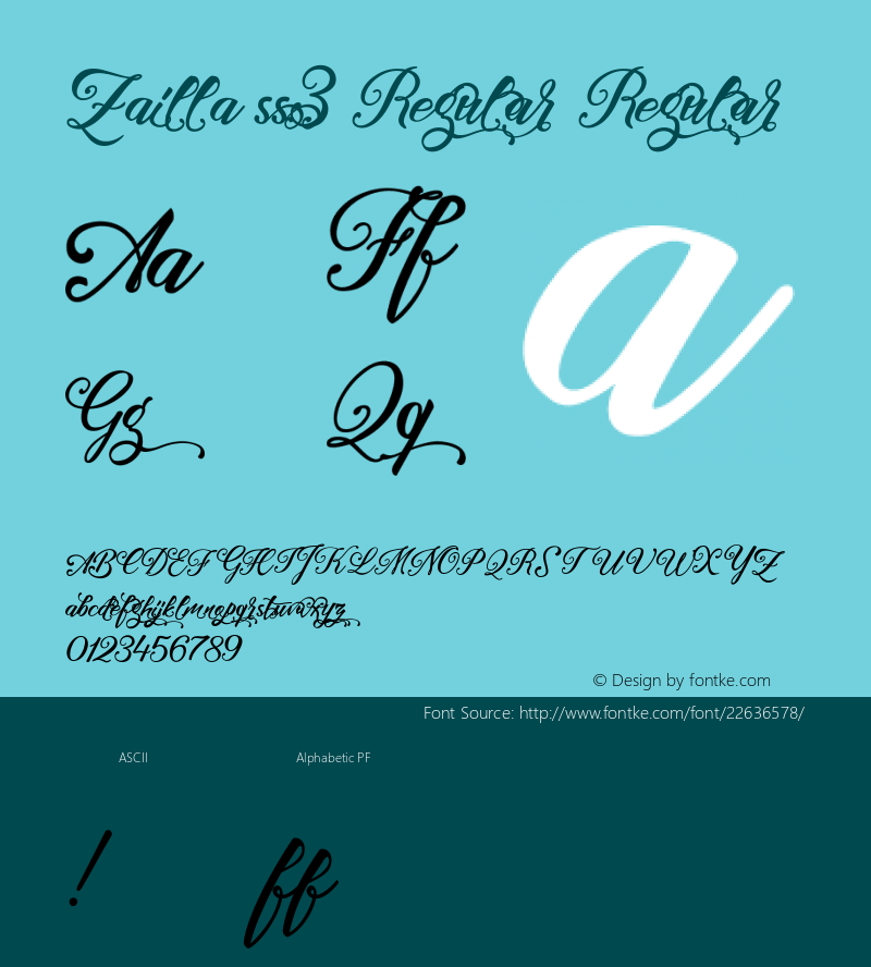 Zailla ss3 Regular Version 1.000 Font Sample