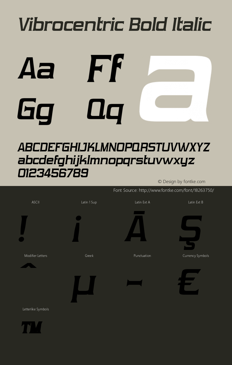 Vibrocentric Bold Italic OTF 3.000;PS 001.001;Core 1.0.29 Font Sample