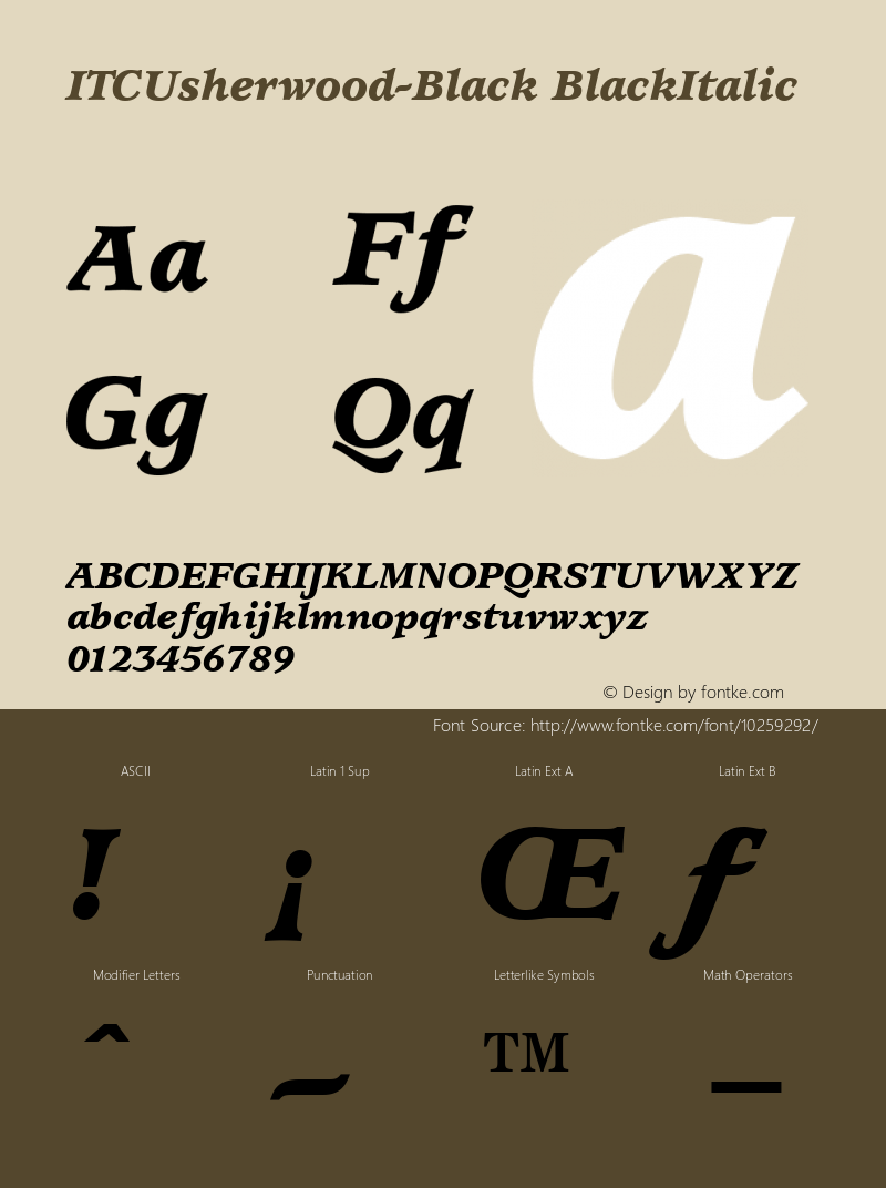 ITCUsherwood-Black BlackItalic Version 1.00 Font Sample