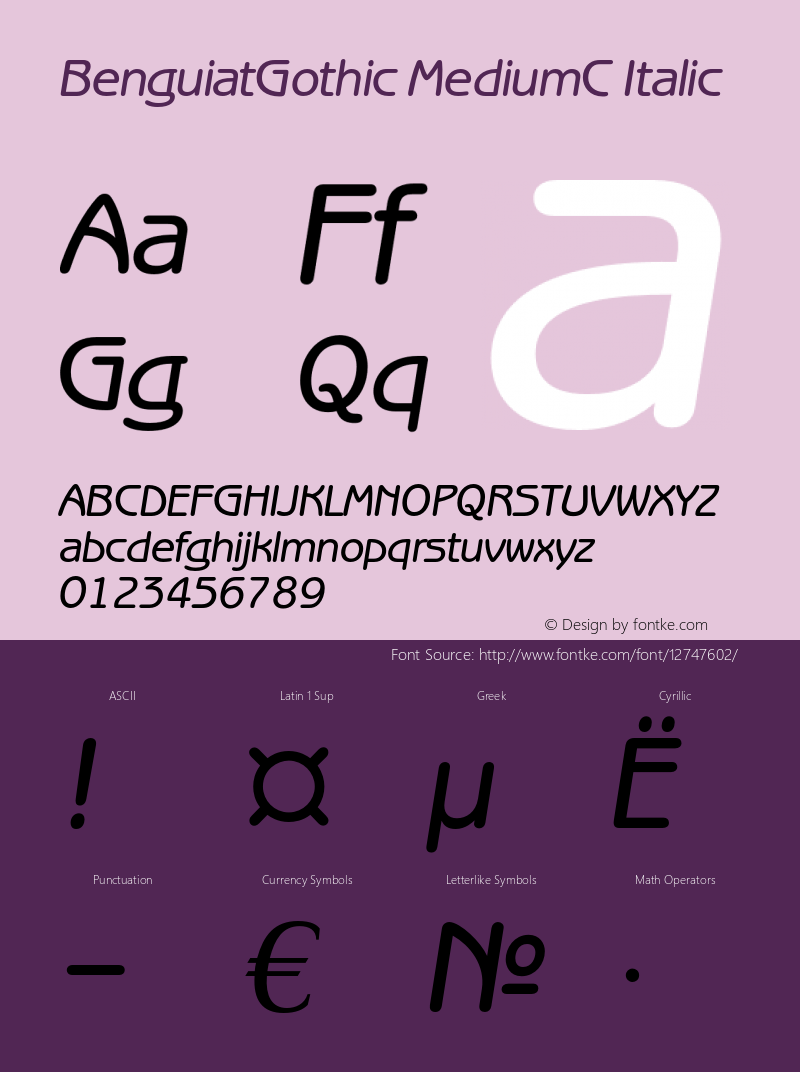 BenguiatGothic MediumC Italic OTF 1.0;PS 001.000;Core 116;AOCW 1.0 161 Font Sample
