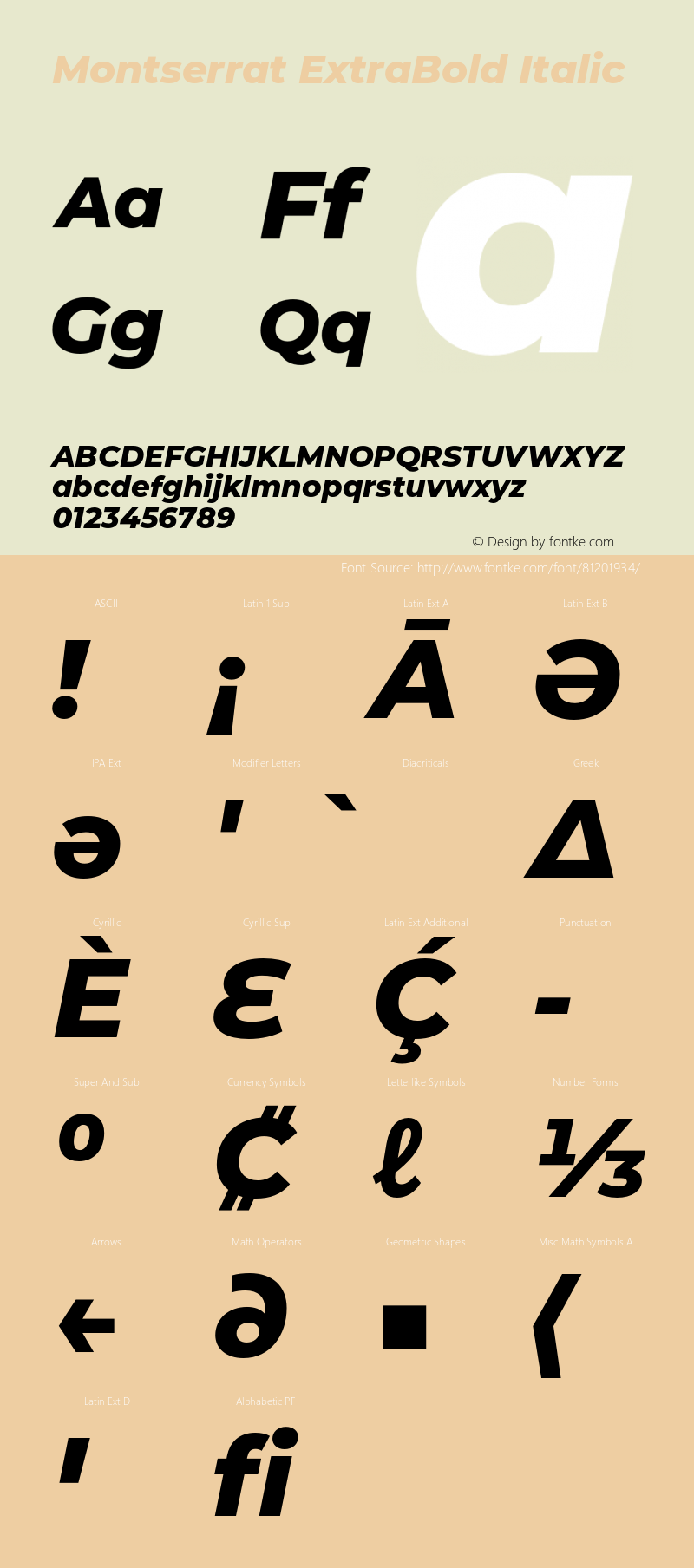 Montserrat ExtraBold Italic Version 7.200;PS 007.200;hotconv 1.0.88;makeotf.lib2.5.64775 Font Sample