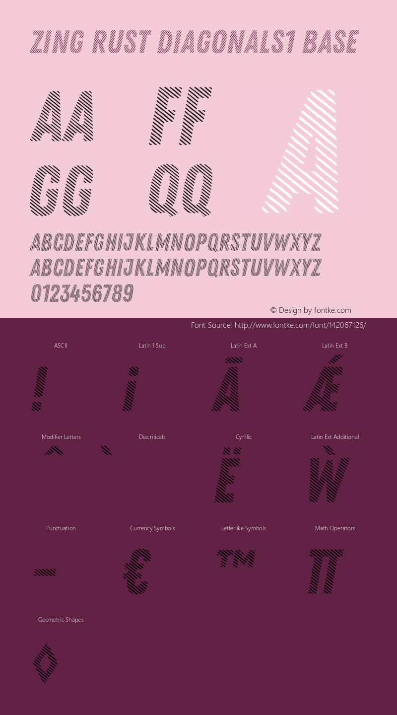 Zing Rust Diagonals1 Base Version 1.000 Font Sample