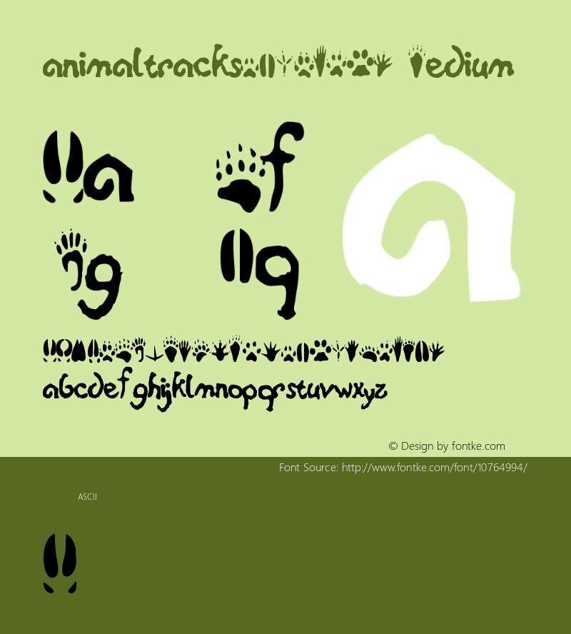 animaltracksPQSEWVRZ Medium Version 001.000 Font Sample