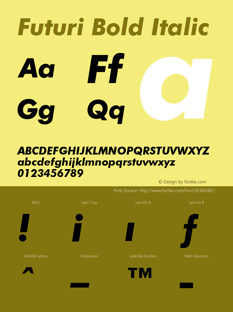 Futuri Bold Italic Rev. 002.001 Font Sample