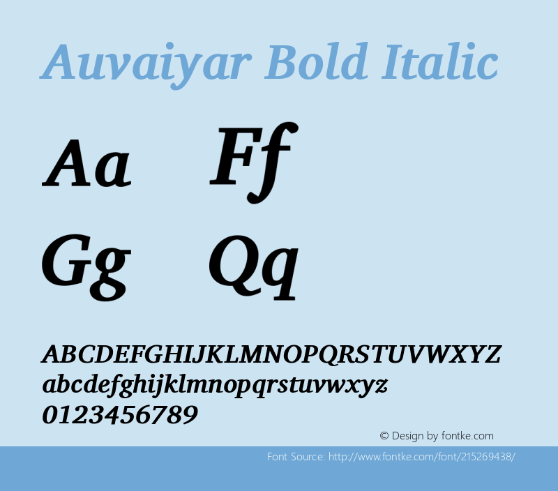 Auvaiyar Bold Italic Version 0.703 dev-23bff7图片样张