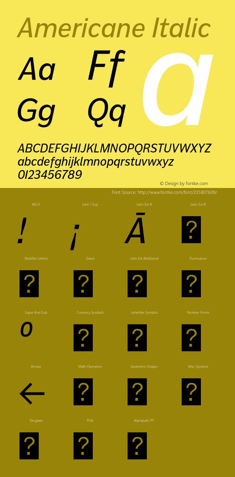 Americane Italic Version 1.000图片样张