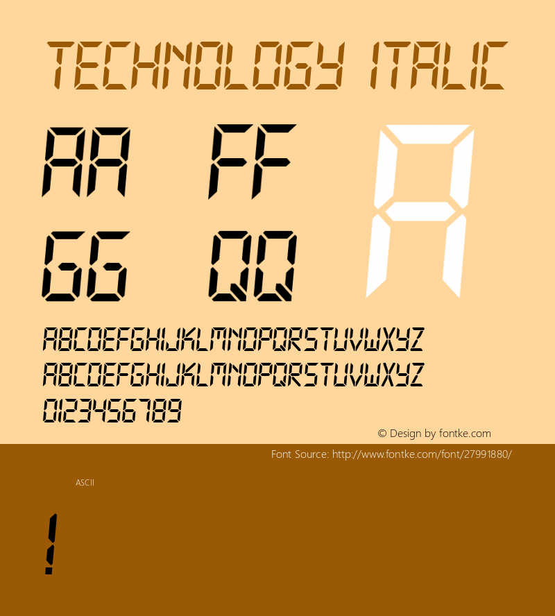 Technology Italic Version 1.000 Font Sample