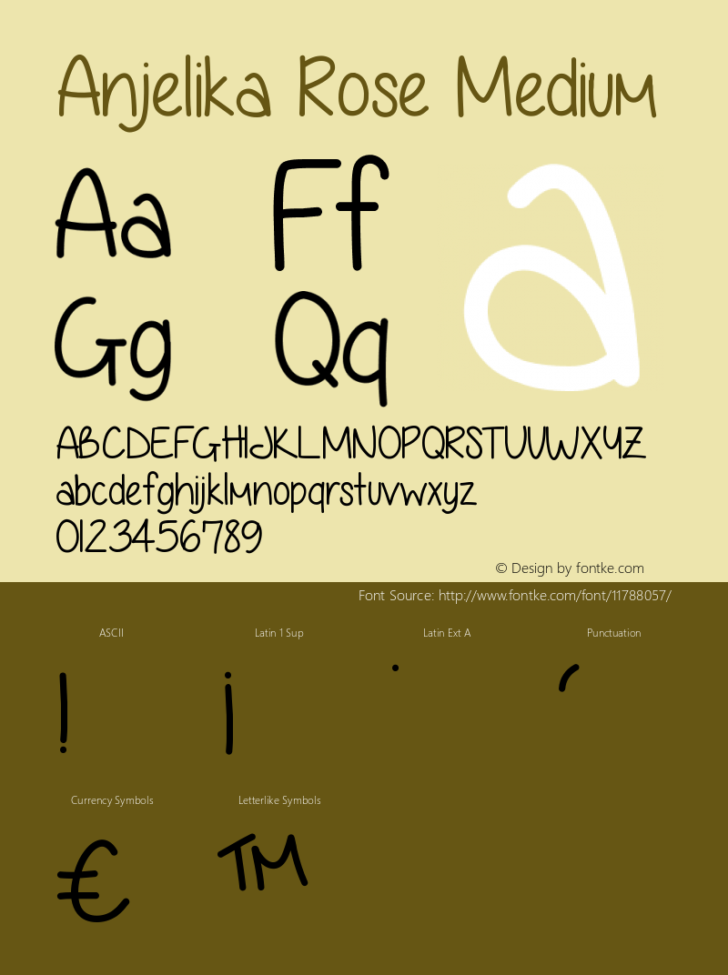 Anjelika Rose Medium Version 001.000 Font Sample