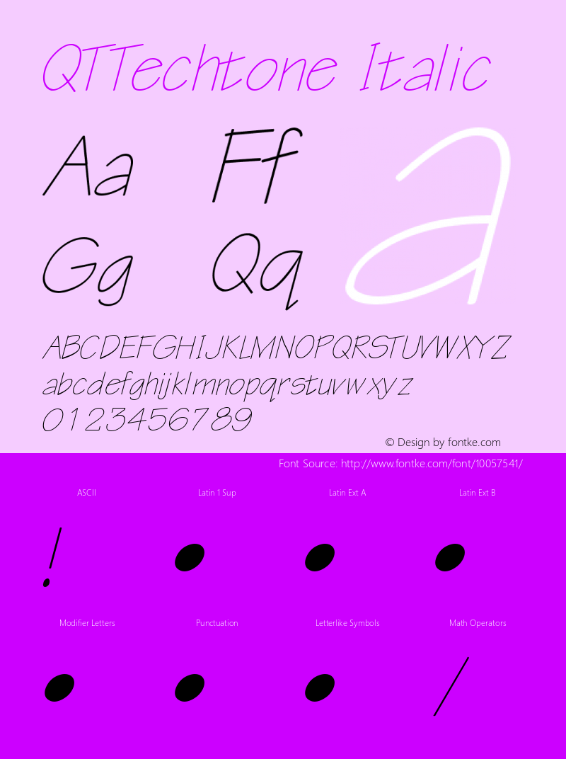 QTTechtone Italic QualiType TrueType font  10/6/92 Font Sample