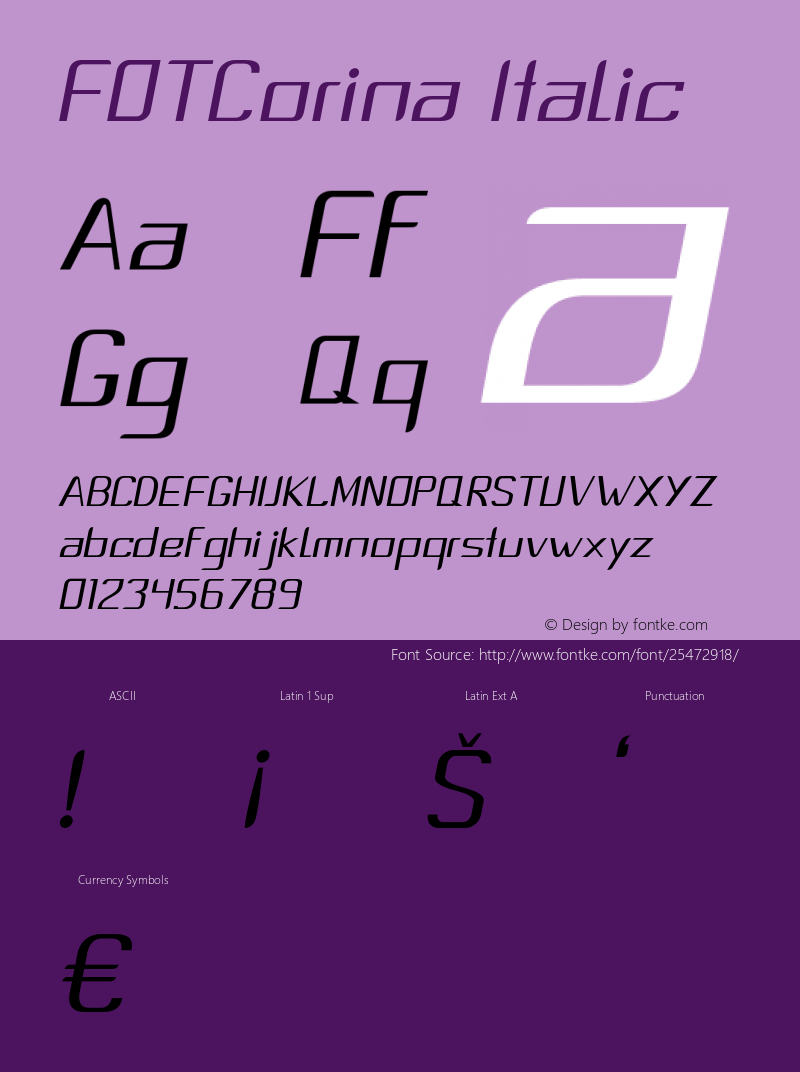 FOTCorina-Italic Version 1.000 Font Sample