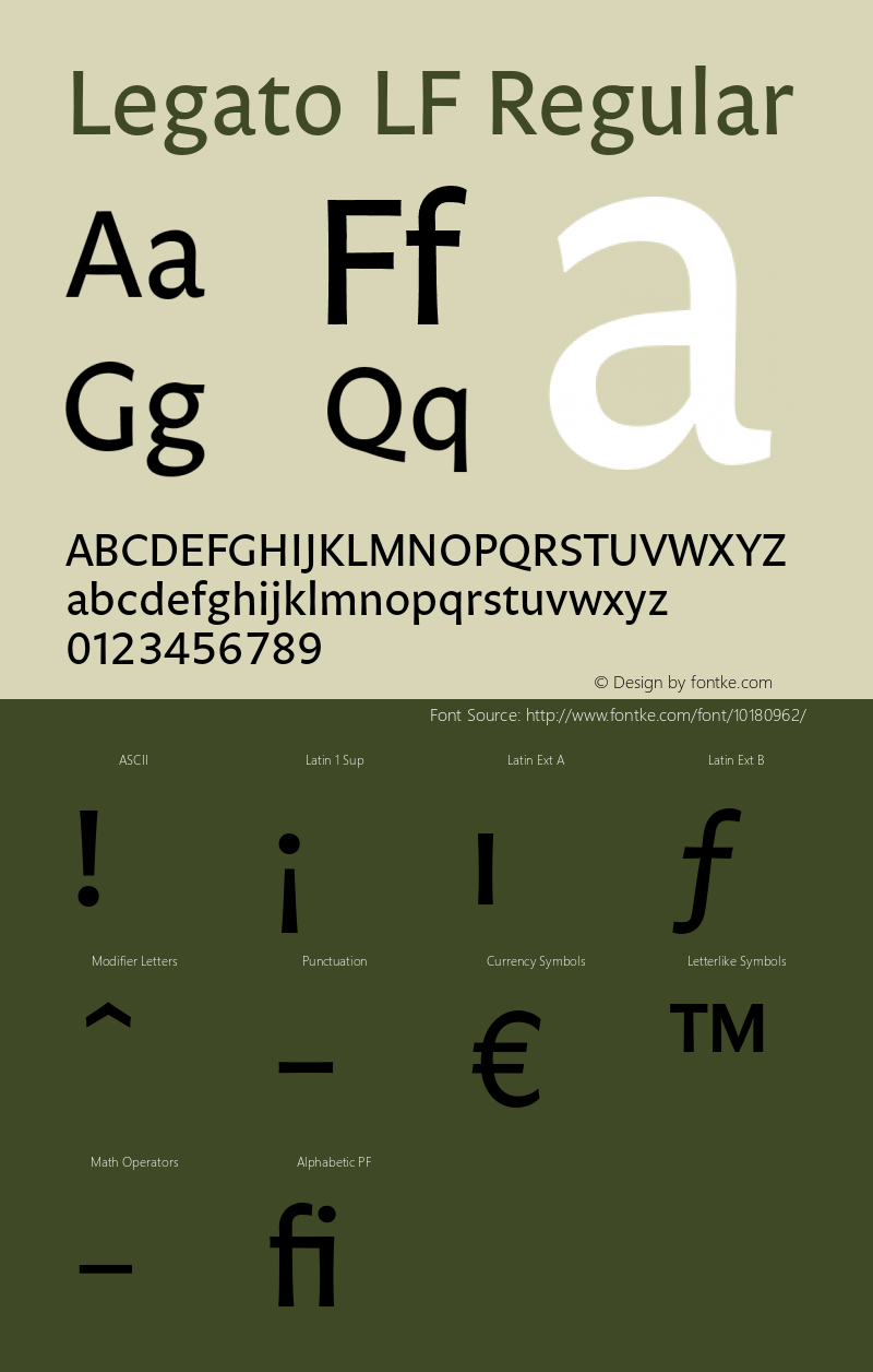 Legato LF Regular 004.460 Font Sample