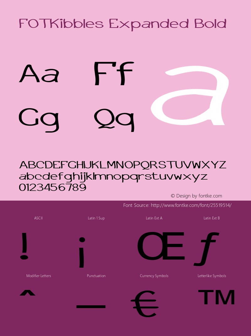 FOTKibbles-ExpandedBold Version 1.000 Font Sample