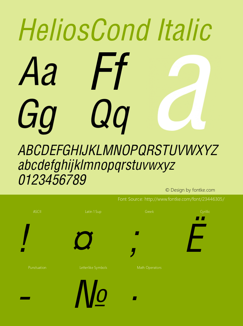 HeliosCond Italic Version 1.100;PS 001.001;hotconv 1.0.38 Font Sample