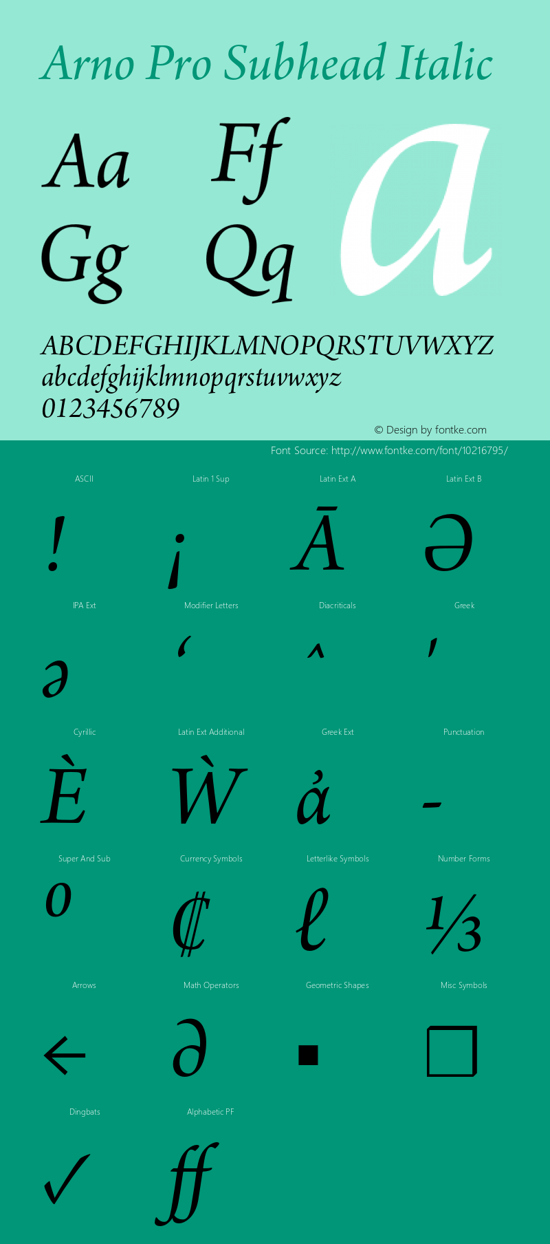 Arno Pro Subhead Italic Version 1.011;PS 1.000;hotconv 1.0.50;makeotf.lib2.0.16025 Font Sample