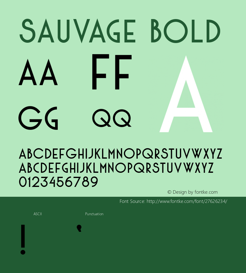 Sauvage Bold Version 1.000 Font Sample