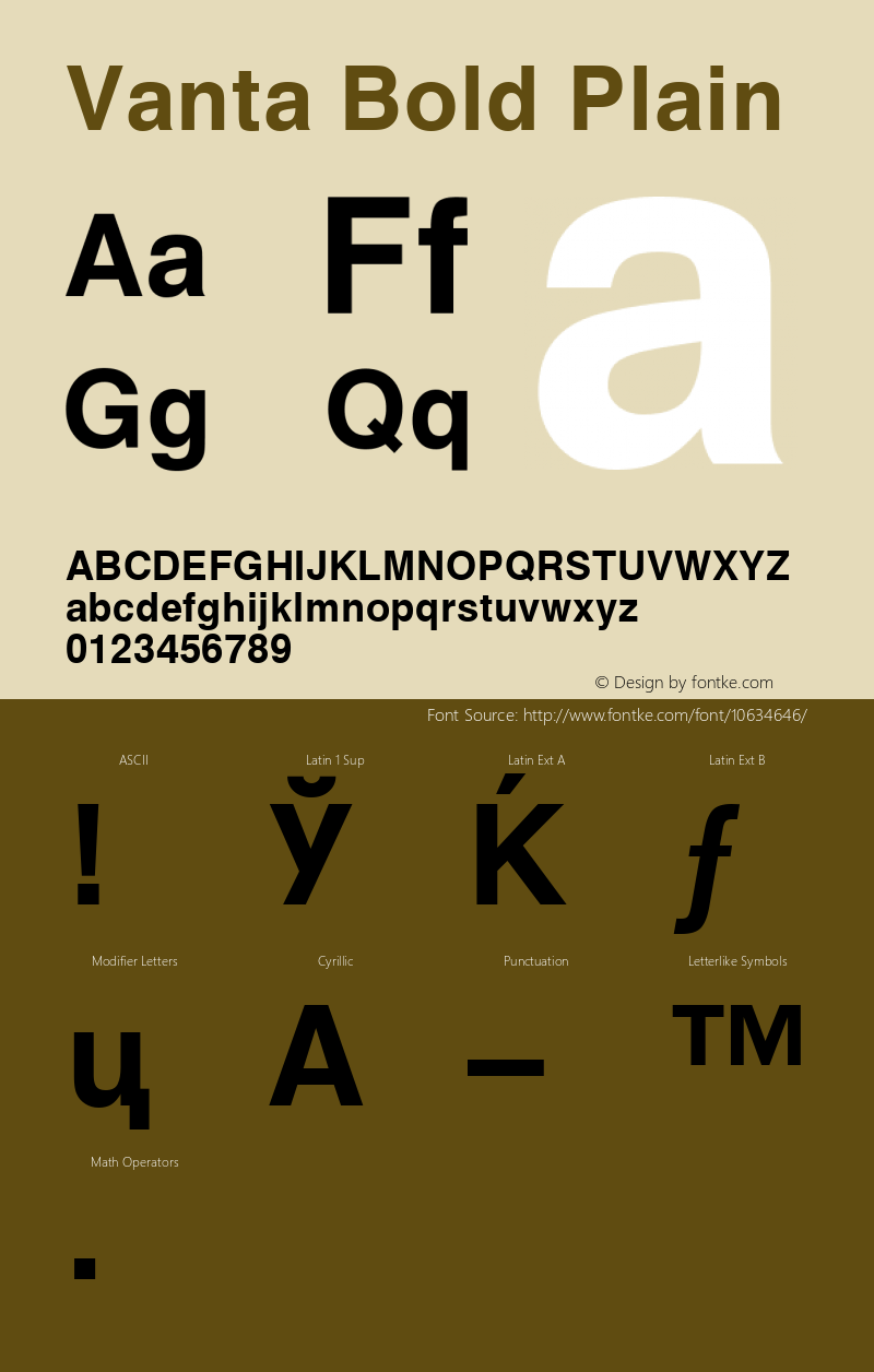 Vanta Bold Plain 001.001 Font Sample