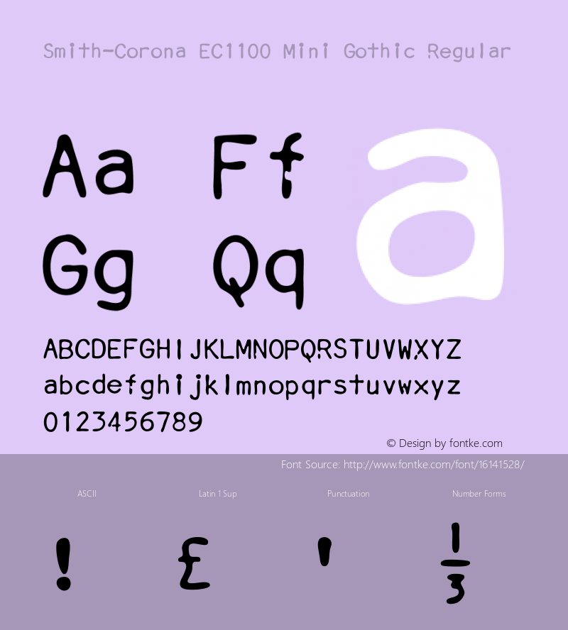 Smith-Corona EC1100 Mini Gothic Regular Version 1.000 2016 initial release Font Sample