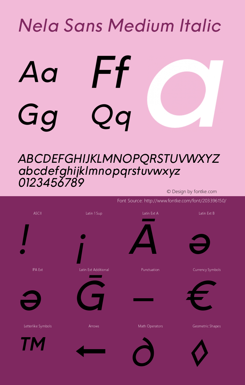 Nela Sans Medium Italic Version 1.000;FEAKit 1.0图片样张