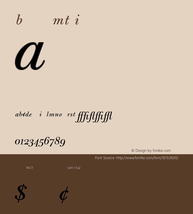 Bulmer MT Italic 001.004 Font Sample