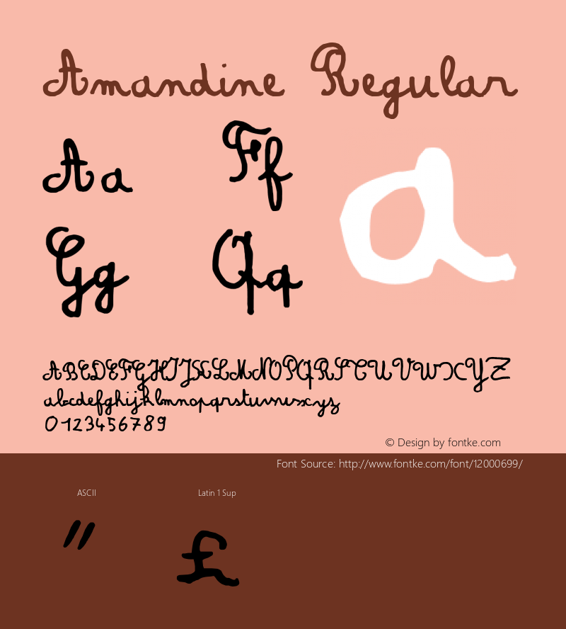 Amandine Regular 1998; 1.0, initial release Font Sample