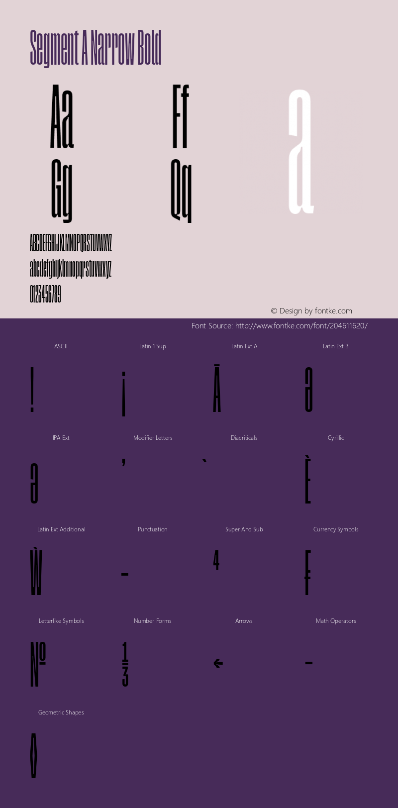 Segment A Narrow Bold Version 1.001;hotconv 1.0.109;makeotfexe 2.5.65596图片样张