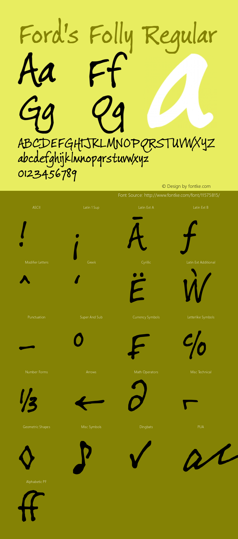 Ford's Folly Regular Version 1.0 Font Sample