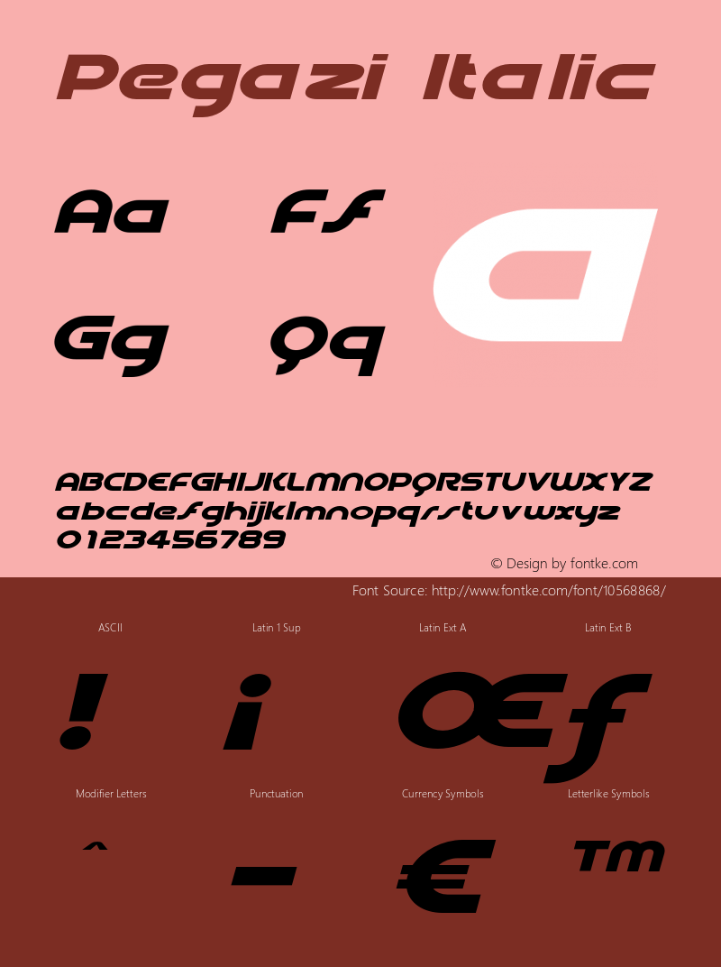 Pegazi Italic Version 1.000 Font Sample