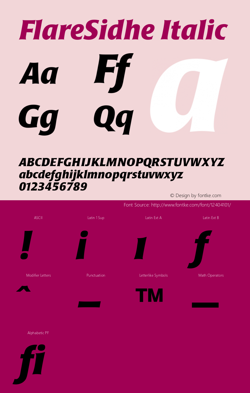 FlareSidhe Italic Version 001.000 Font Sample